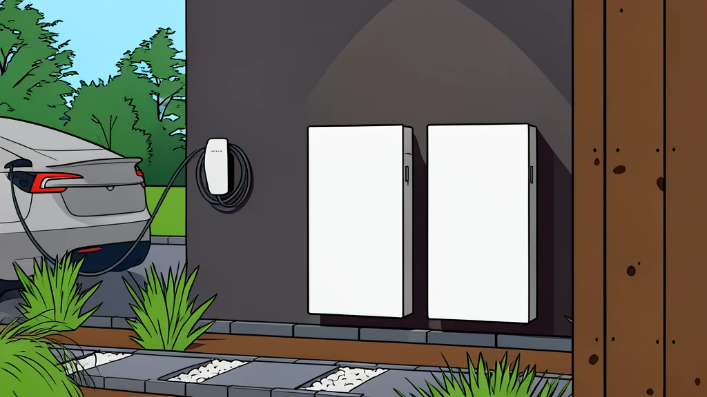 A large, white rectangular battery unit mounted on a residential exterior wall