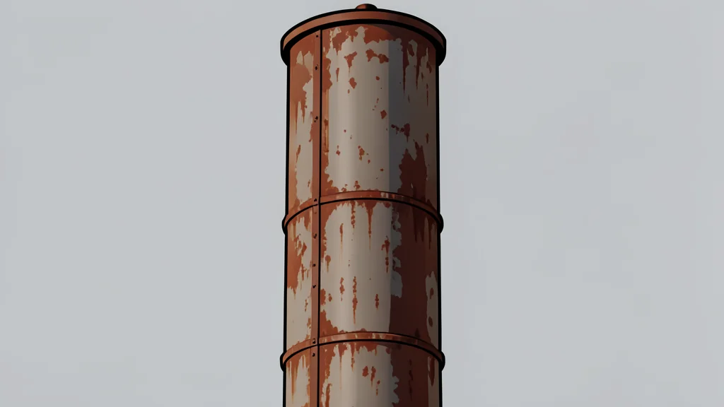 A large industrial smokestack releasing a plume of white steam into a clear blue sky