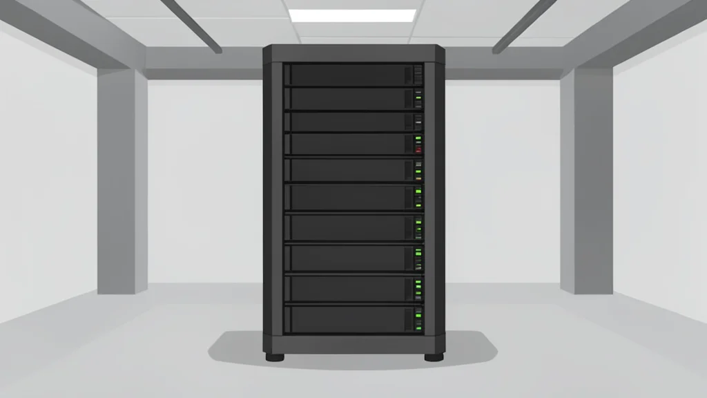 A server rack in a data center