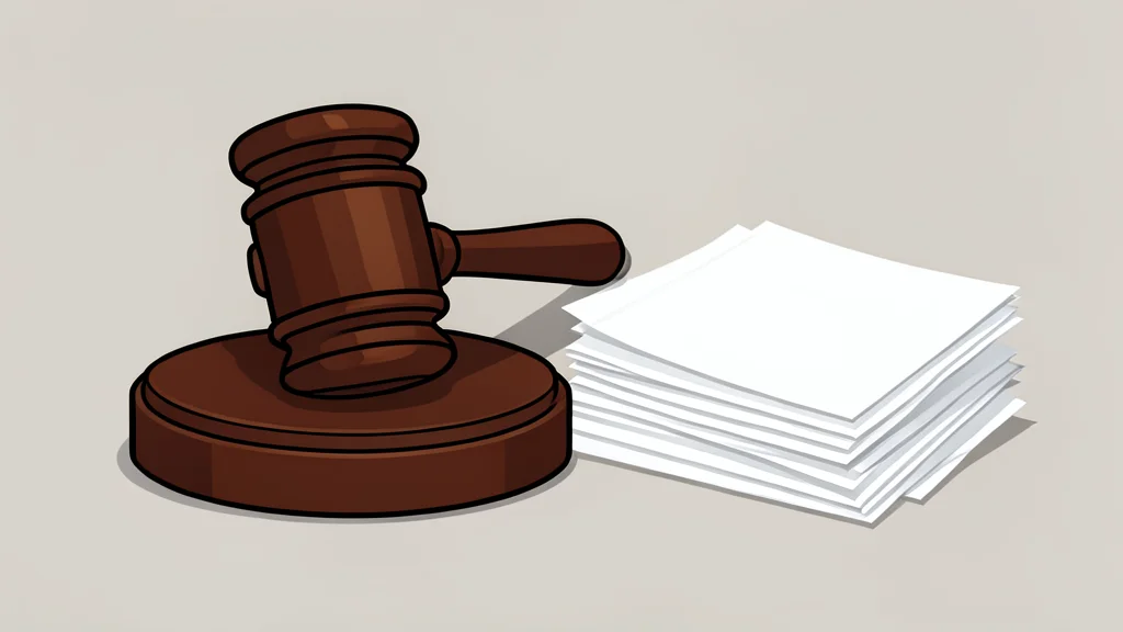 A gavel resting on a wooden sound block next to a stack of paper documents