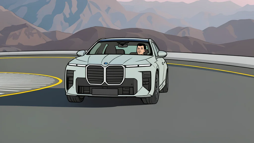 A sleek, modern electric sedan parked on a smooth concrete surface with a charging cable connected to its side port