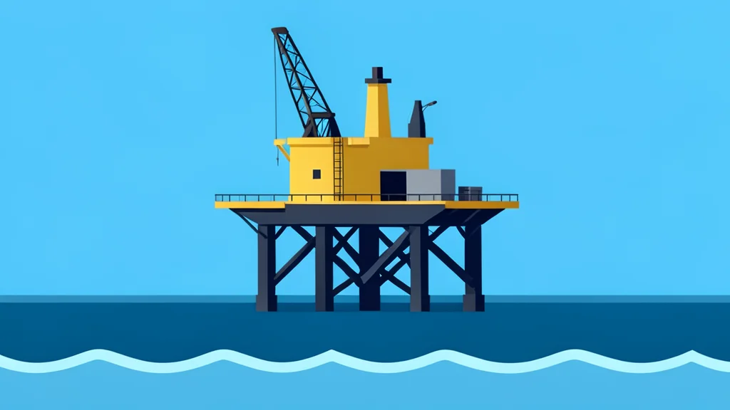 An offshore oil platform structure standing in the sea