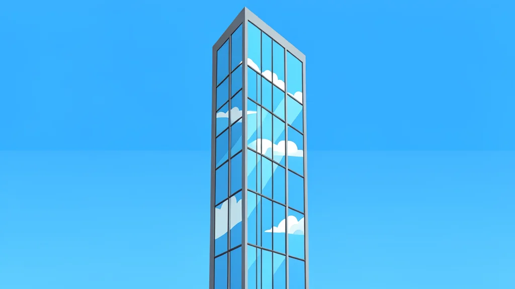 A modern glass skyscraper reflecting the sky