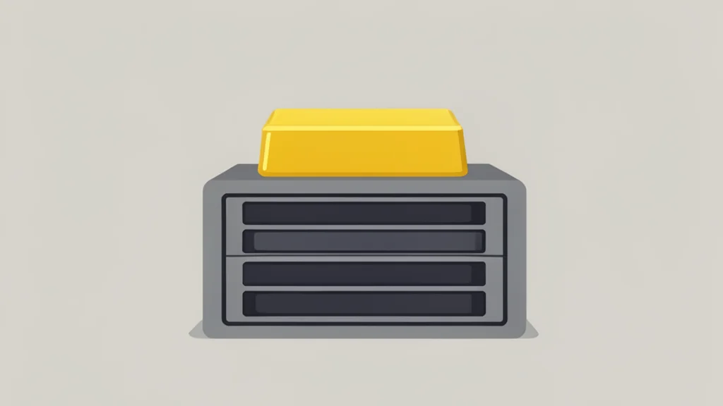 A gold bar sits on a server rack