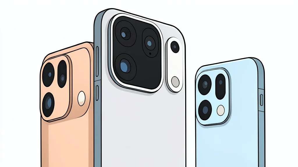 A sleek, modern smartphone with a square camera module resting on a minimalist surface