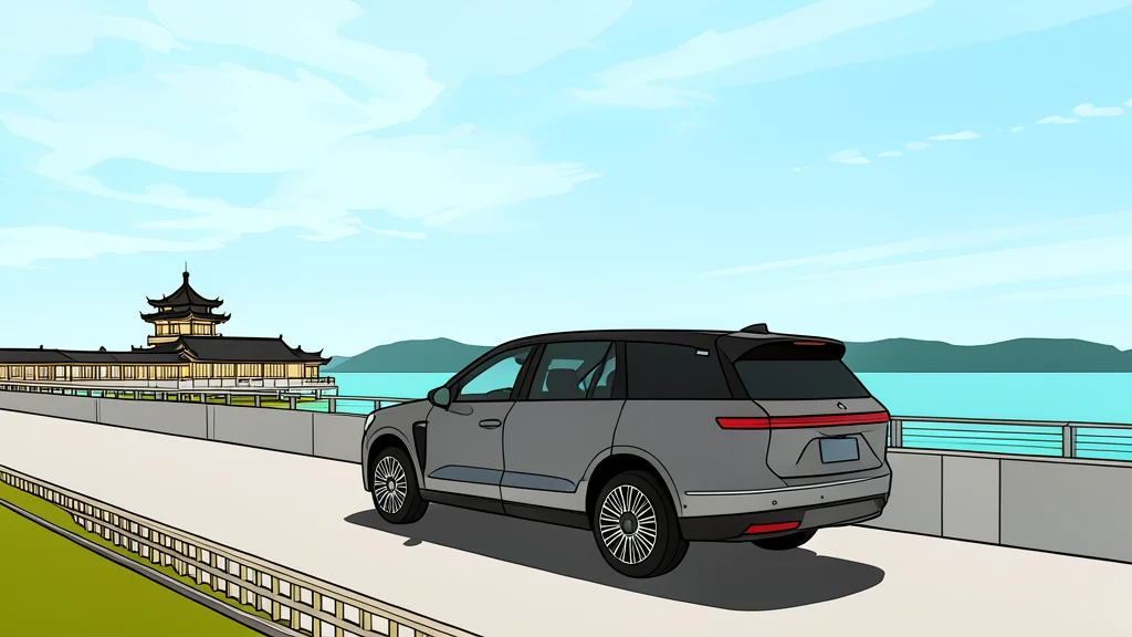 A large, modern electric SUV parked on a smooth asphalt surface