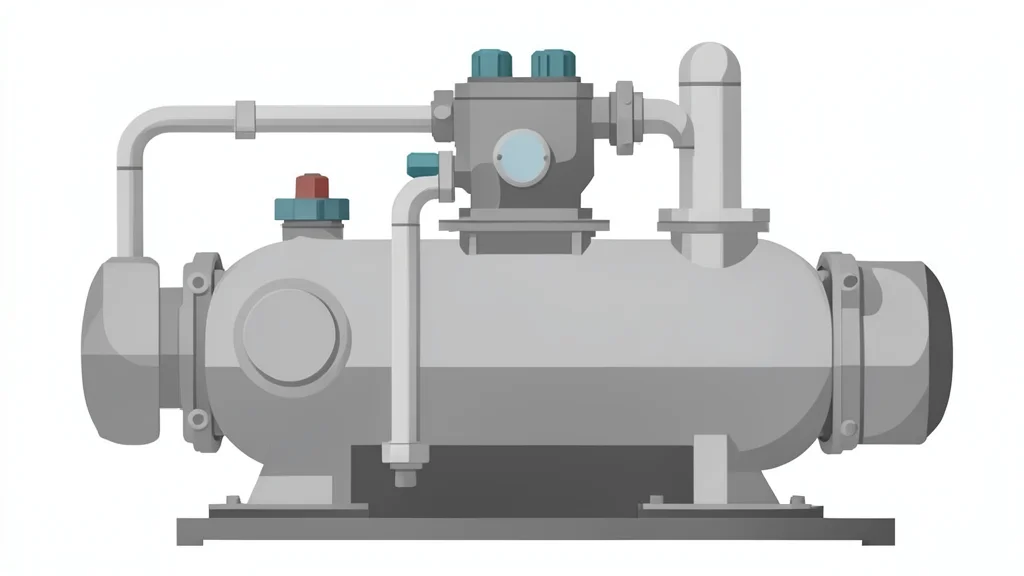 A heavy-duty industrial pump with metallic pipes and valves
