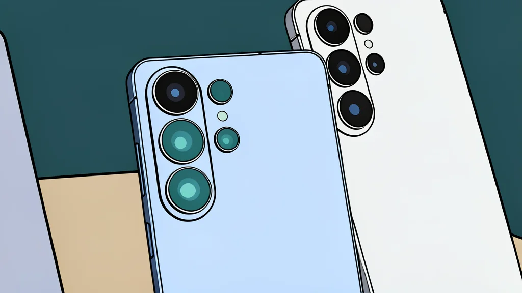 A flat-vector illustration of a smartphone camera module with a periscope lens aperture.