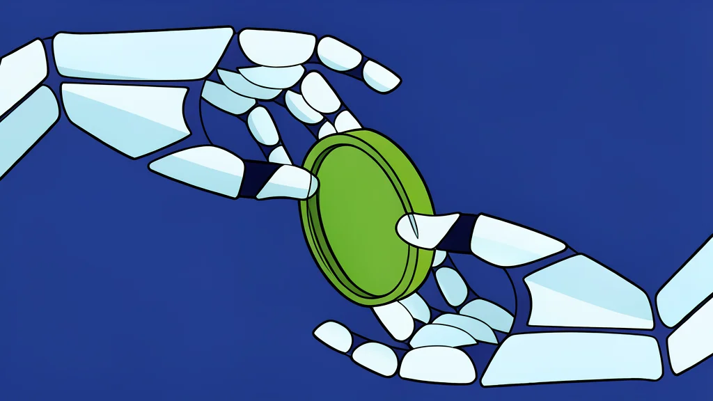 A shiny digital coin resting on a polished glass surface