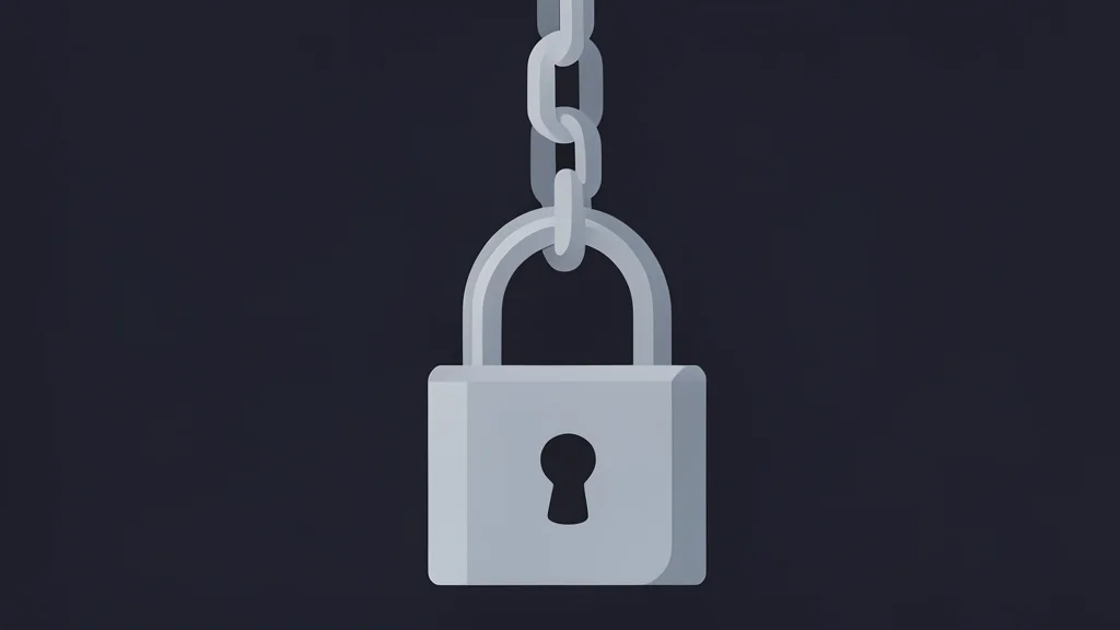 A digital padlock hanging from a chain against a dark background