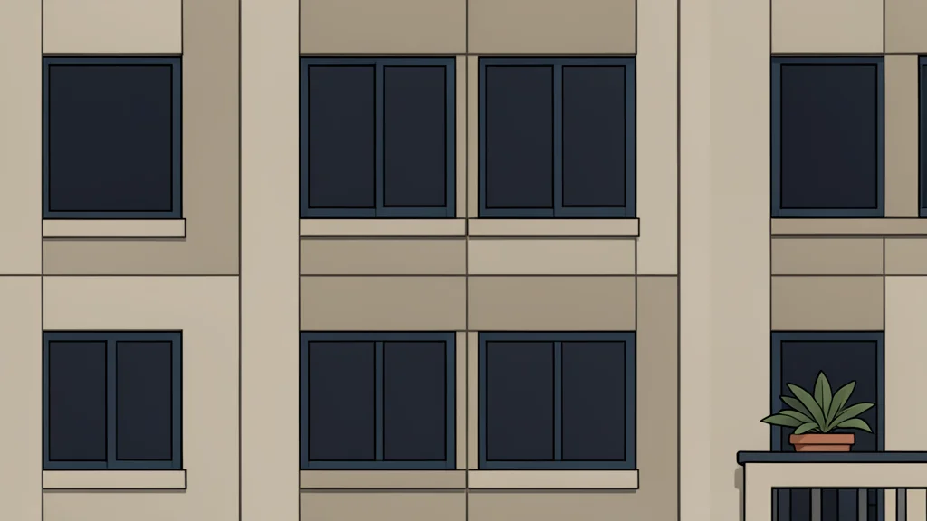 A row of modern apartment buildings in a city district