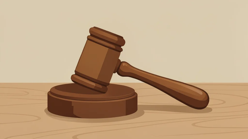A wooden gavel resting on a polished desk surface