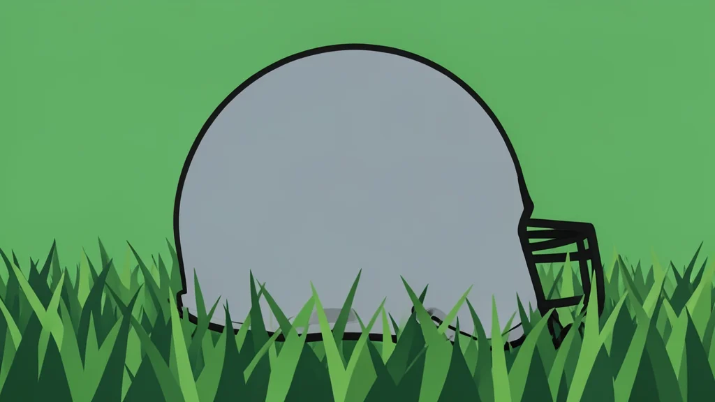 A football helmet resting on green grass