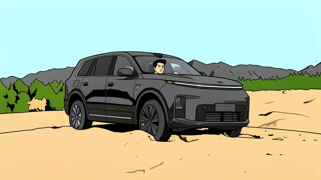 A sleek, modern electric SUV parked on a smooth concrete surface, highlighting its aerodynamic curves and flat underbody design.