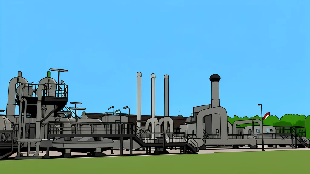 A long, silver industrial pipeline running through a green landscape