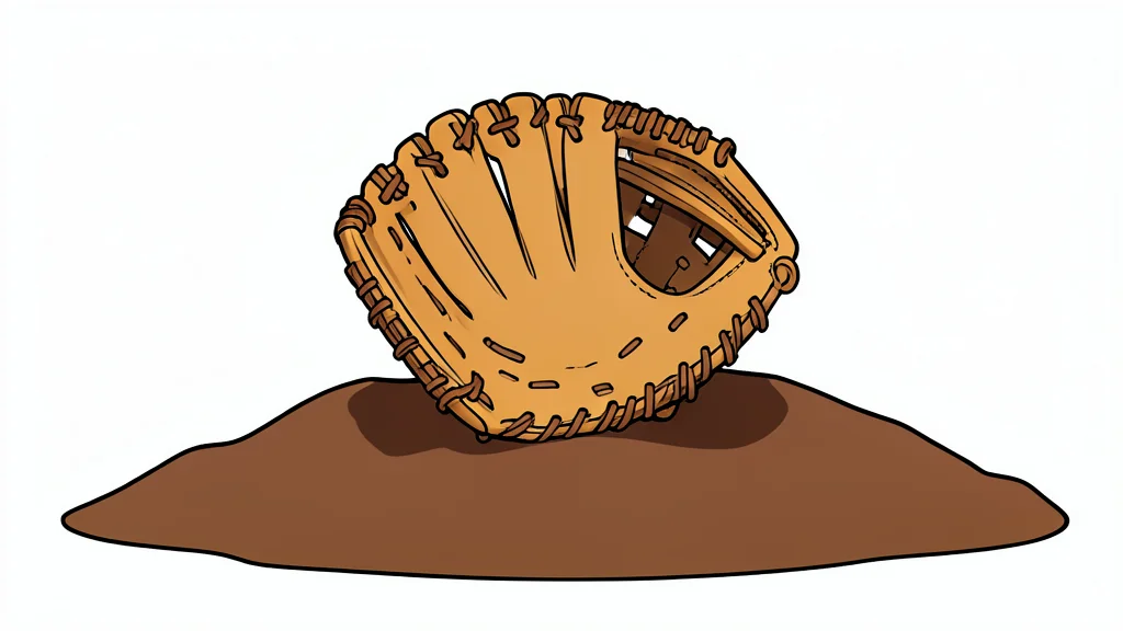 A weathered baseball glove resting on a mound of dry, textured dirt.