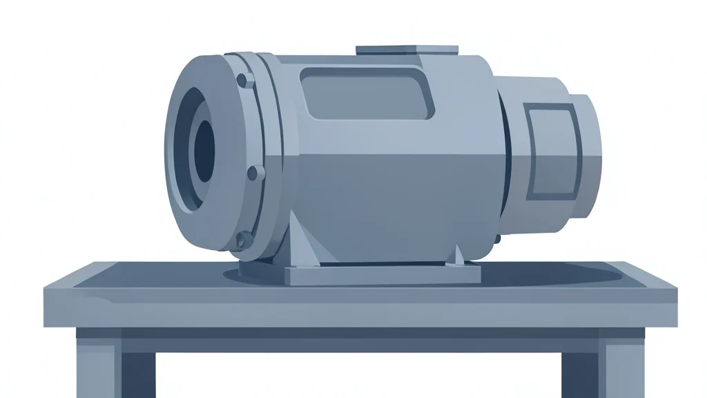 A large industrial turbine engine component resting on a metal workbench