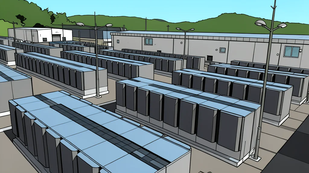 A row of white industrial fuel cell units installed in an outdoor utility yard