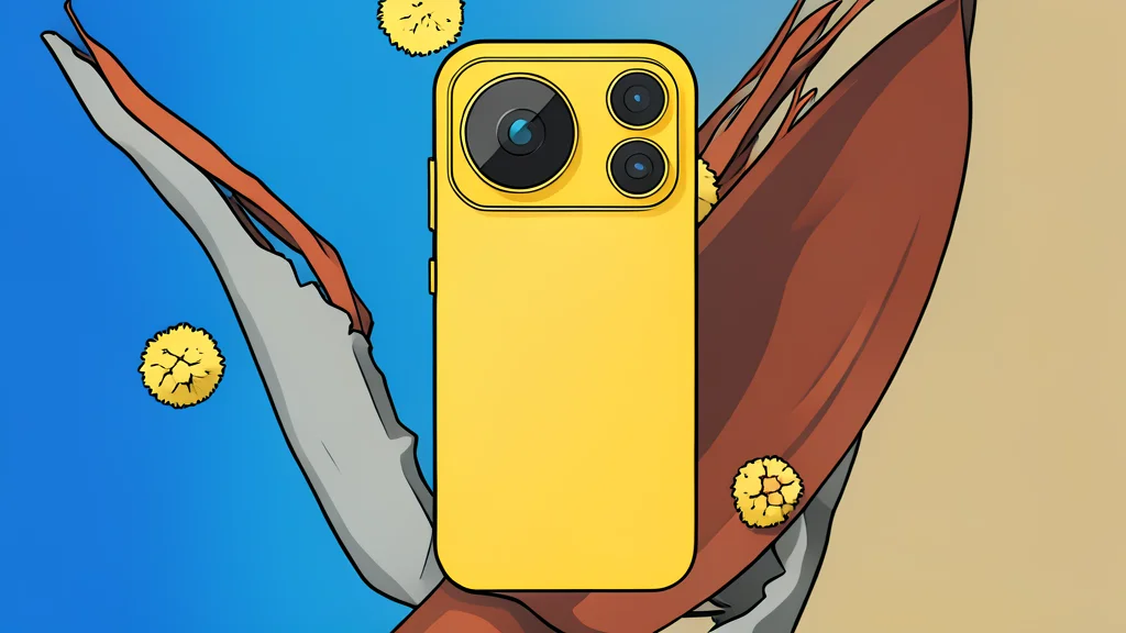 A sleek smartphone with a matte finish and large circular camera module resting on a neutral surface.