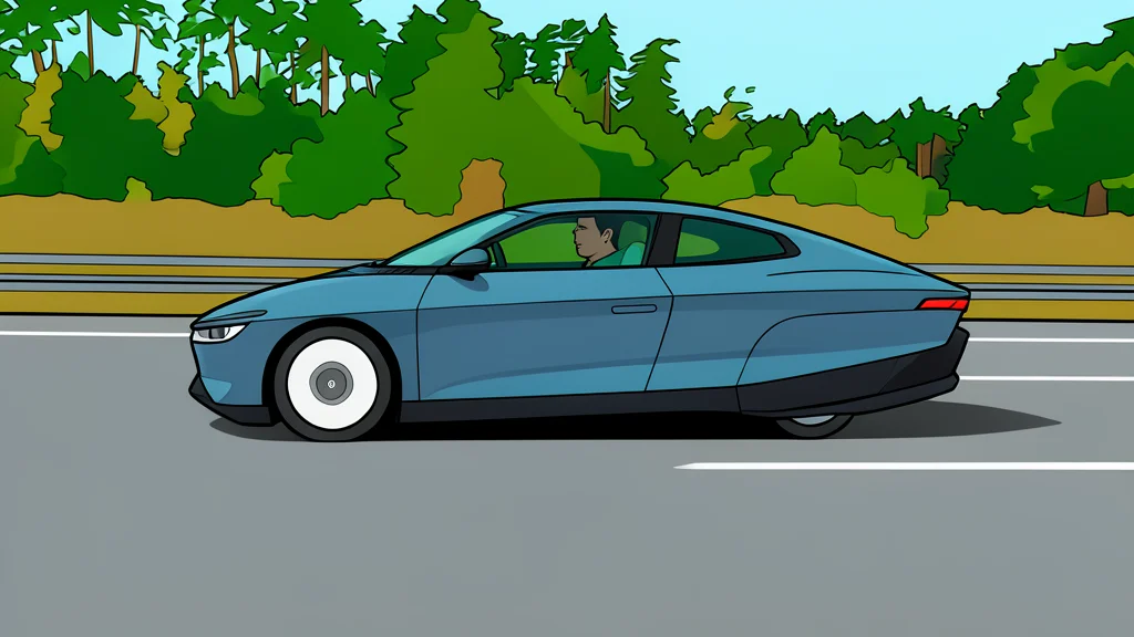 A sleek, teardrop-shaped electric vehicle with a long tapering tail and flush door handles parked on a smooth asphalt surface.
