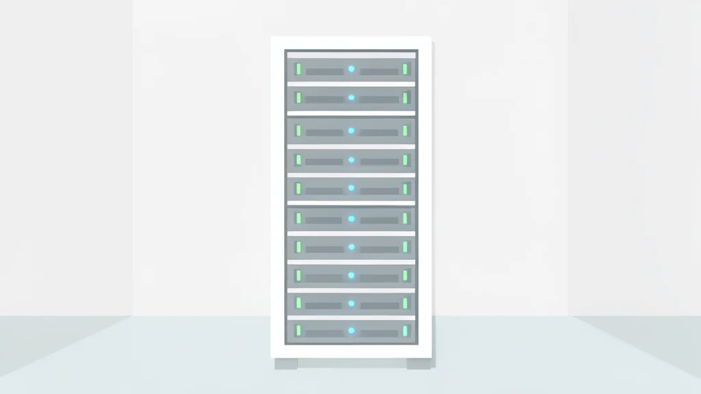 A stylized illustration of a server rack in a data center.