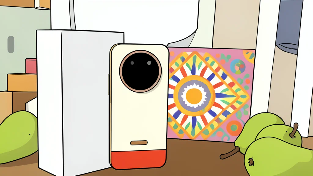 A sleek modern smartphone standing upright on a wooden desk next to a charging cable