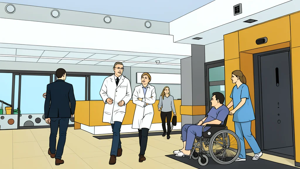 A modern medical clinic interior with clean white walls and a reception desk