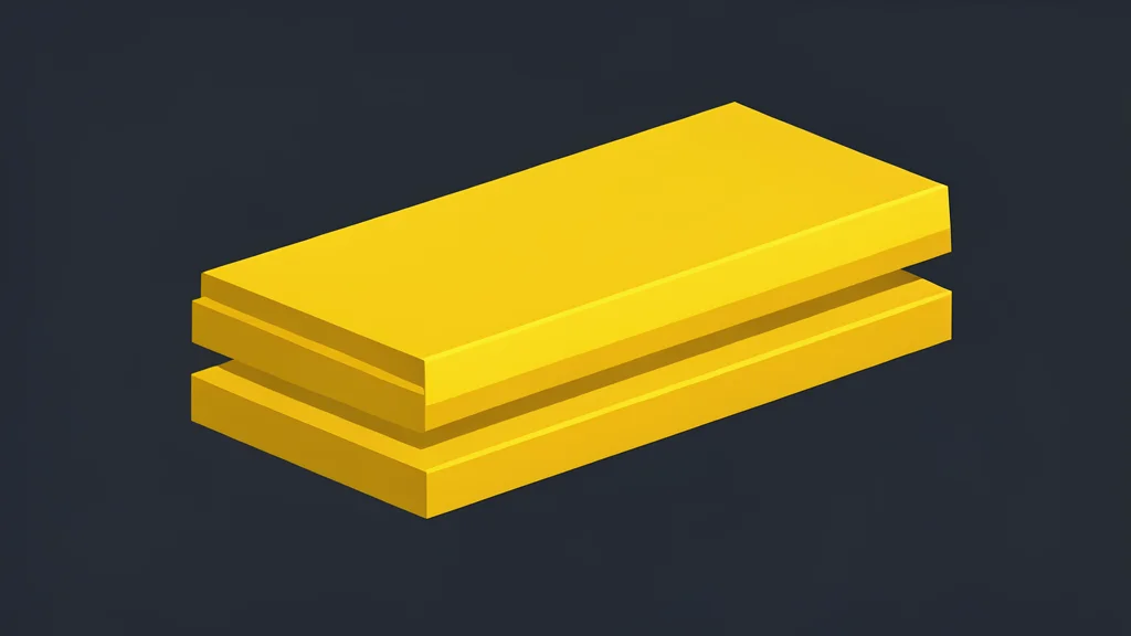 A stack of shiny, yellow metal bars resting on a dark surface