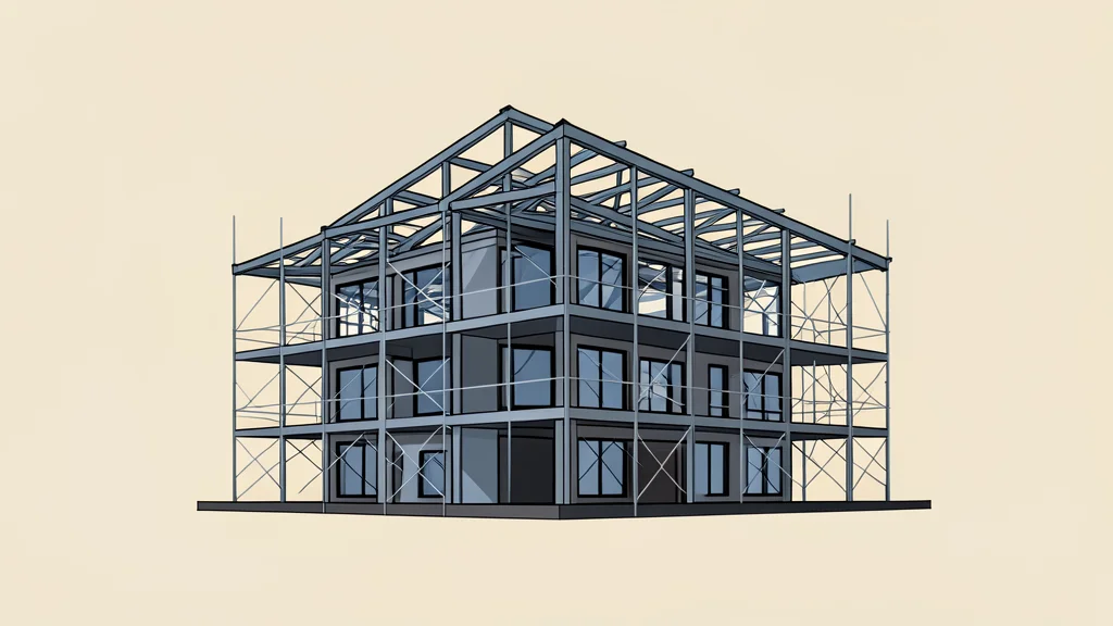 A modern residential building under construction with scaffolding