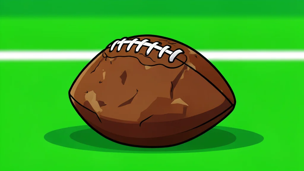 A green football field with white yard lines and goalposts in the distance