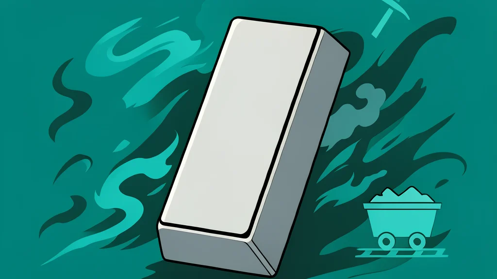 A rough, unrefined nugget of silver metal resting on a dark surface