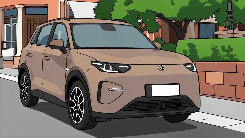 A compact electric crossover vehicle parked on a coastal road with a view of the sea