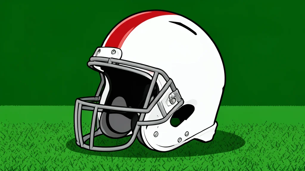 A polished American football resting on green grass