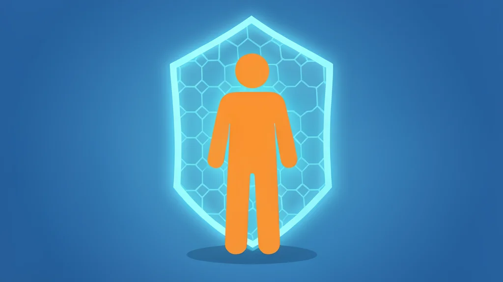 A digital shield protecting a human silhouette