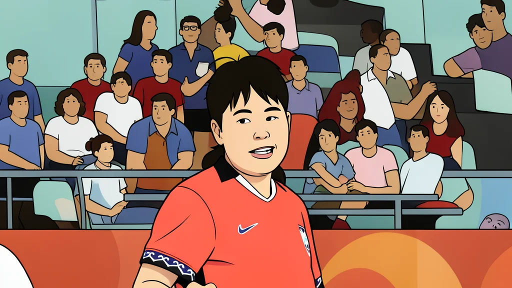 A green football pitch with white boundary lines under stadium floodlights
