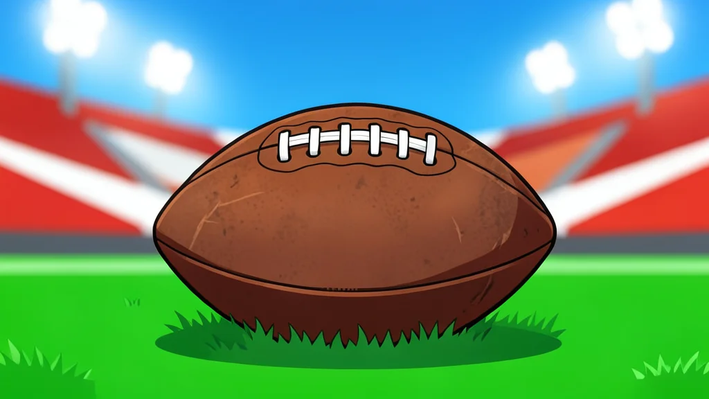 A red football helmet and a white football helmet resting on a green grass field