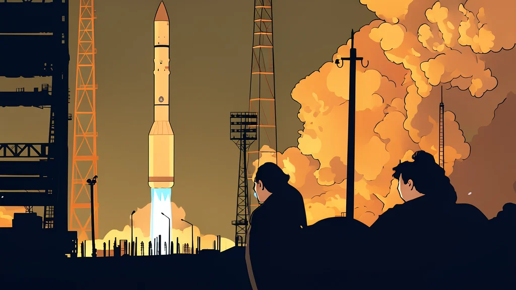 A sleek, metallic spacecraft capsule resting on a launch pad against a starry night sky