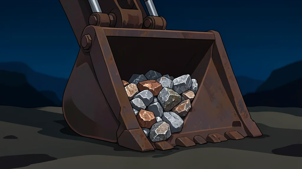 A raw pile of metallic ore chunks resting on a deep ocean seabed landscape.