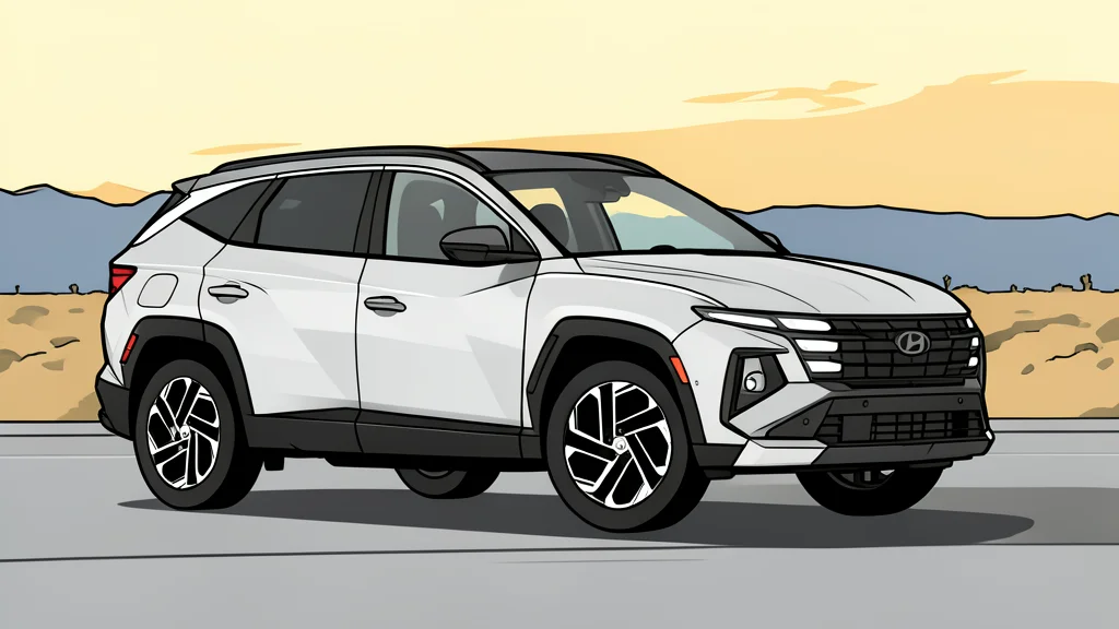 A modern compact SUV parked on a quiet suburban street next to a residential charging station with a cable plugged into the vehicle's side port.