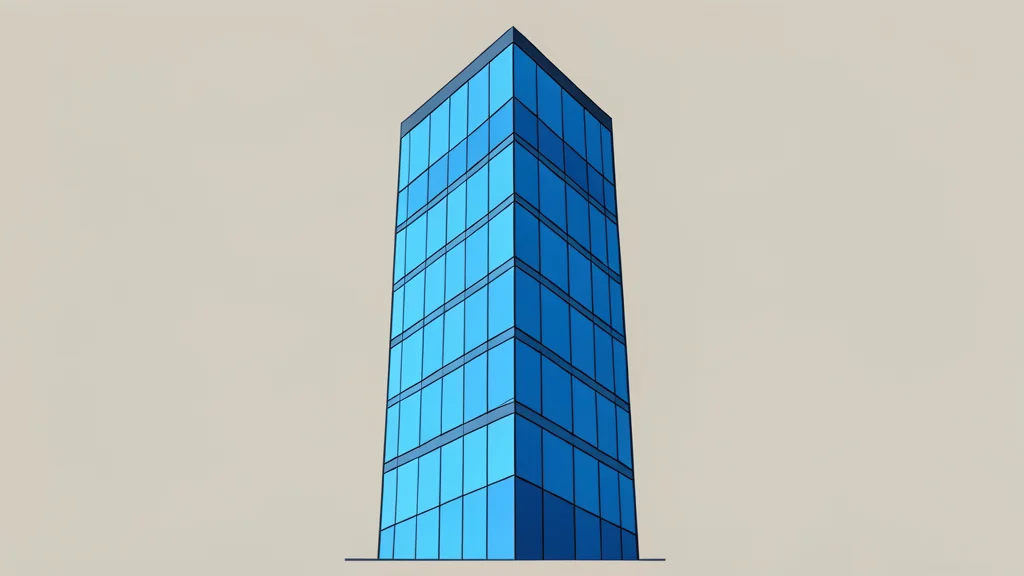 A modern glass skyscraper reflecting a clear blue sky