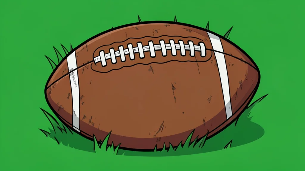 A vast, open grass football field with white yard lines stretching into the distance under a clear sky
