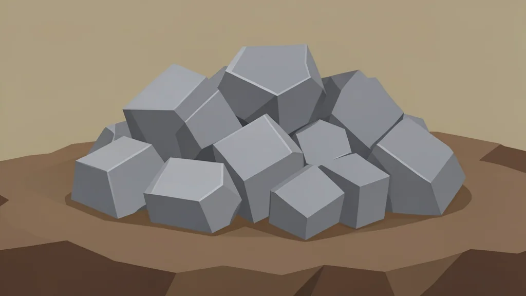 A pile of raw metallic ore chunks on a rocky surface