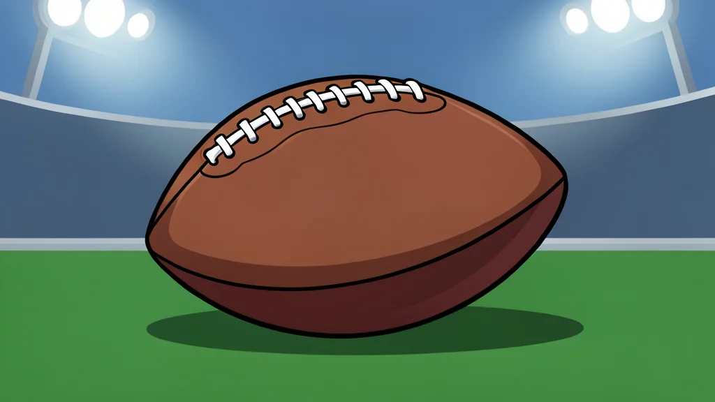 A stylized green football field with crisp white yard lines stretching into the distance under bright stadium lights.