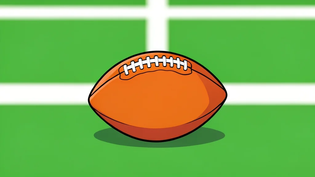 A green football field with white yard lines stretching into the distance under stadium lights