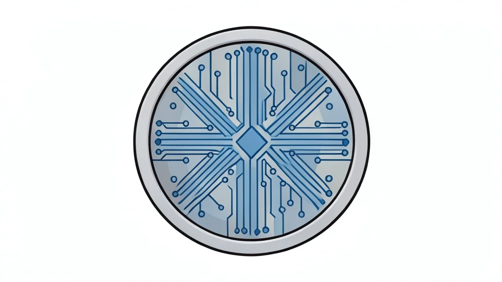A close-up view of a silicon wafer with intricate circuit patterns etched into its surface