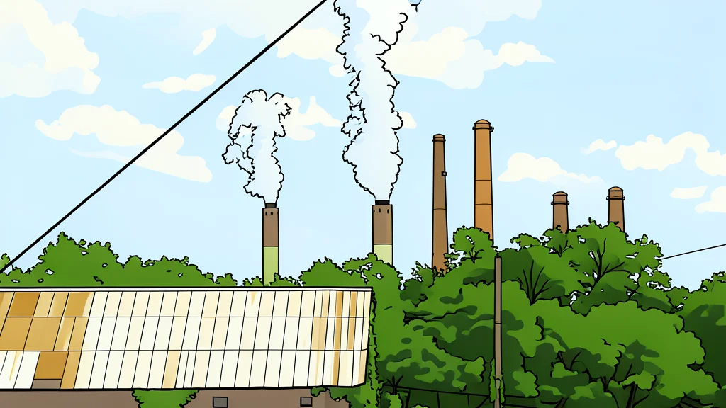 A large industrial smokestack releasing a plume of white steam into a clear blue sky