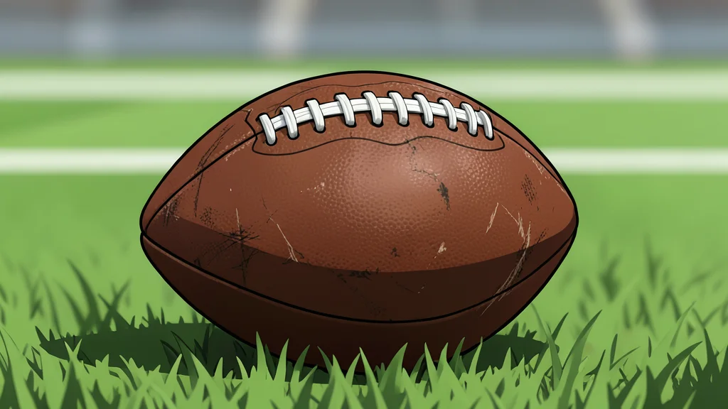 A green football helmet resting on a grass field