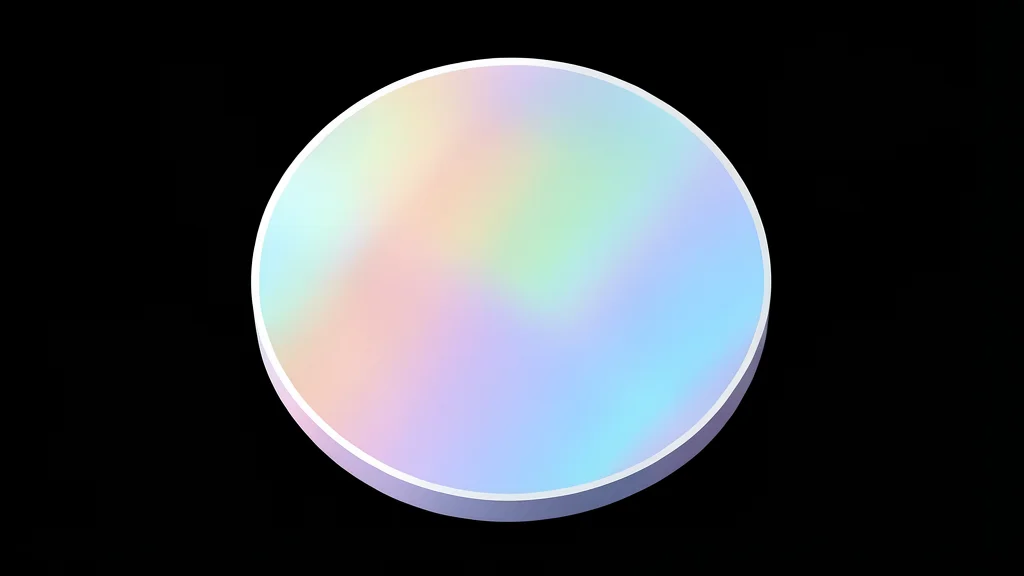 A close-up view of a silicon wafer with a grid of square chips