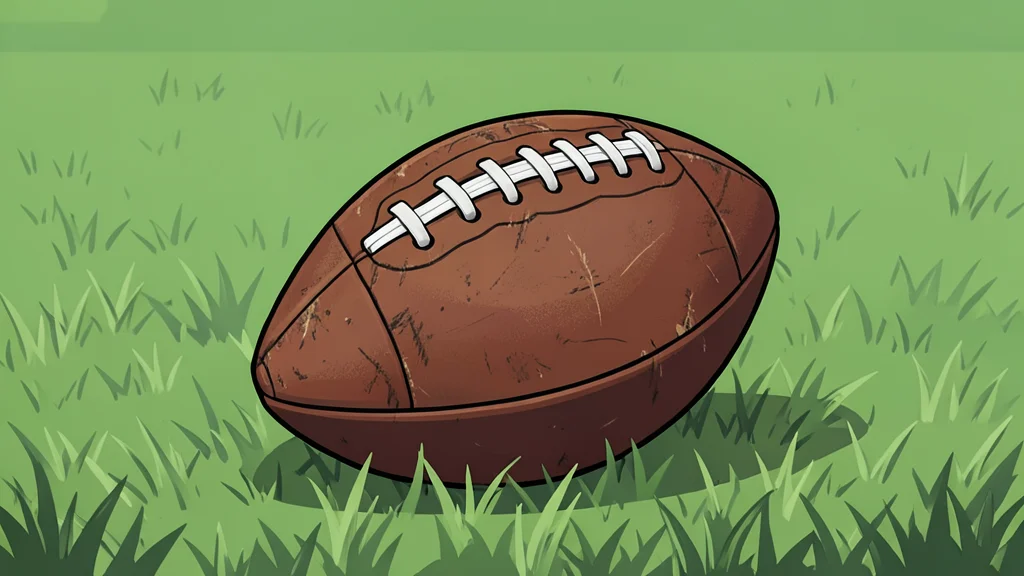 A green football helmet resting on a grassy field