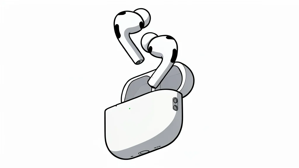 A pair of white wireless earbuds resting in an open charging case